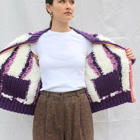 🌐Vintage Le Sweater fuzzy knit jacket - Picture 6 of 8